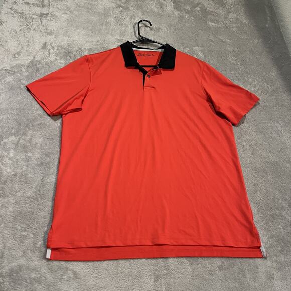 Short Par 4 by Greyson Polo Shirt Mens Large Red Black Golf Performance Stretch - Picture 1 of 7
